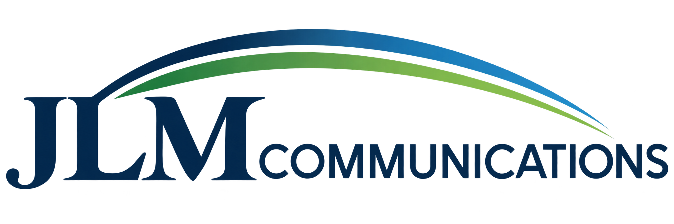 JLM Communications Logo with Swoosh Arcs